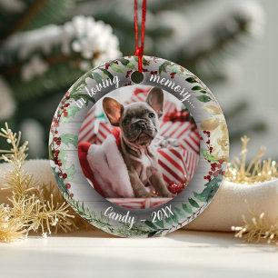 Ornamento De Cerâmica Foto Customizada Memorial Adorável Pet Cão Rústico