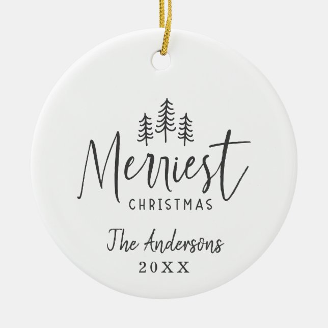 Ornamento De Cerâmica Foto da árvore de mão russa de Natal (Frente)