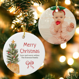 Ornamento De Cerâmica Foto da árvore de Natal do Arco Rustic Scandi Boho