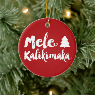 Ornamento De Cerâmica Foto da Árvore de Natal do Script de Pincel Mele K
