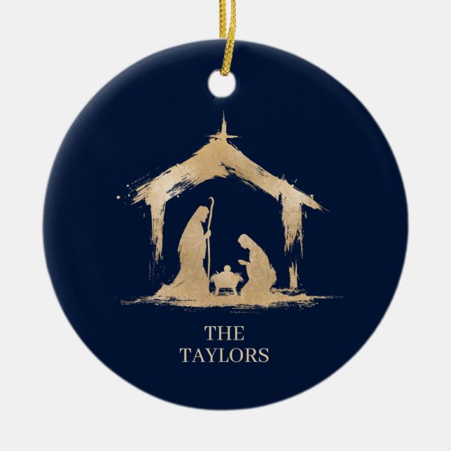 Ornamento De Cerâmica Foto da Cena Religiosa de Natal (Frente)