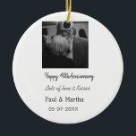 Ornamento De Cerâmica Foto da data de adição do nome do moderno feliz 40<br><div class="desc">Design para o amor do casal</div>