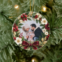 foto da família com coroa de Natal Borgonha