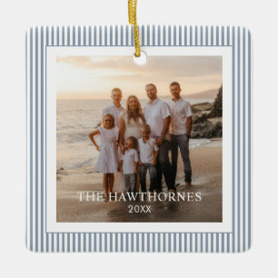 Ornamento De Cerâmica Foto da Família com Listra Minimalista Moderna Per