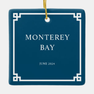 Ornamento De Cerâmica Foto da família de bordas chave grega azul e branc