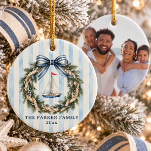 Ornamento De Cerâmica Foto da Família de Coroa de Barco à Vela Fofo Cost