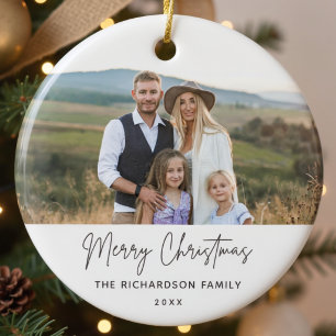 Ornamento De Cerâmica Foto da Família Moderno Simples Roteiro Natal