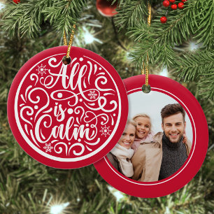 Ornamento De Cerâmica Foto da Família Personalizada Tudo Está Calmo Ve
