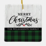 Ornamento De Cerâmica Foto da família rustic Felry Christmas Buffalo Xad<br><div class="desc">Ornament cerâmico da família de Xadrezes de Buffalo, feliz Natal, com Feliz Natal e a sua foto da família de preciosos. Nosso ornamento personalizado apresenta bonito inscrição em script, um fundo branco de madeira e xadrez vermelha e negra de búfalos. Nosso modelo de ornamento torna tão fácil para você personalizar...</div>