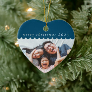 Ornamento De Cerâmica FOTO DA FAMÍLIA simples e fofinho de escalão azul