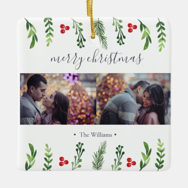 Ornamento De Cerâmica Foto da folha | do inverno (Frente)