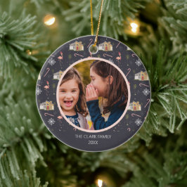 Ornamento De Cerâmica Foto da Palm Tree da Casa de Natal do século meio