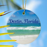 Ornamento De Cerâmica Foto da praia da Destin Florida<br><div class="desc">Uma bela fotografia de praia tirada no destino ideal de férias de Destin,  Flórida. As maravilhosas águas verdes de Sandestin se lavam até a costa arenosa sob céus azul sereno para fazer a foto perfeita das férias.</div>