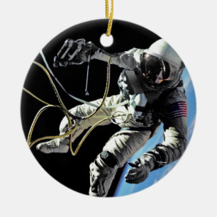 Ornamento De Cerâmica Foto da primeira caminhada espacial do astronauta
