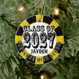 Ornamento De Cerâmica Foto da Turma Ocidental de 2027 Formatura