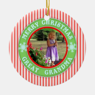 Ornamento De Cerâmica Foto datado da grande avó do Feliz Natal