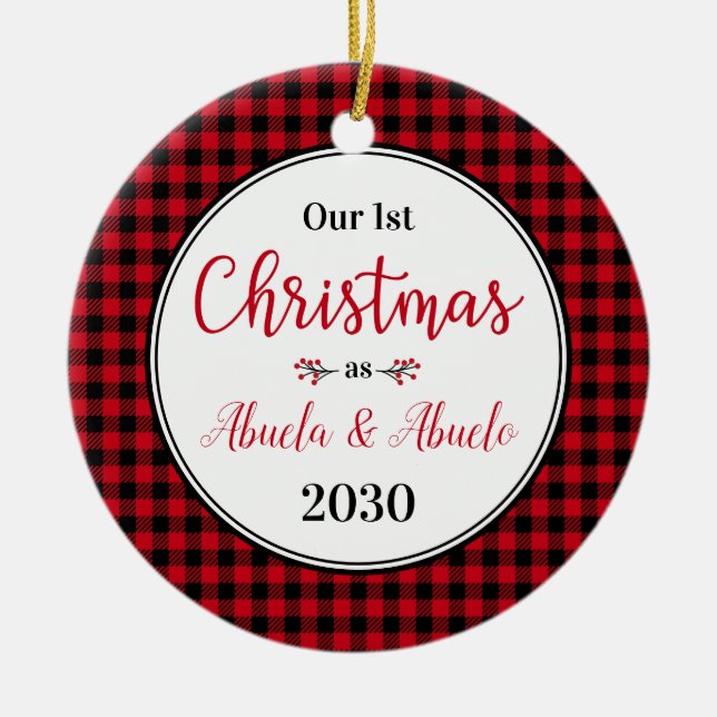 Ornamento De Cerâmica Foto de 1rua de Natal Abuela Abuelo (Frente)