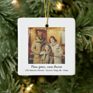 Ornamento De Cerâmica Foto de Ano Novo de Endereço de Nova Casa Minimali