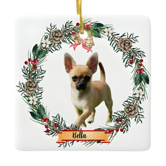 Ornamento De Cerâmica Foto de Cachorro Chihuahua Bella em Cerâmica Perso