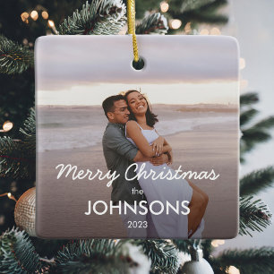 Ornamento De Cerâmica Foto de Casal de Natal Simples e Moderno Minimalis