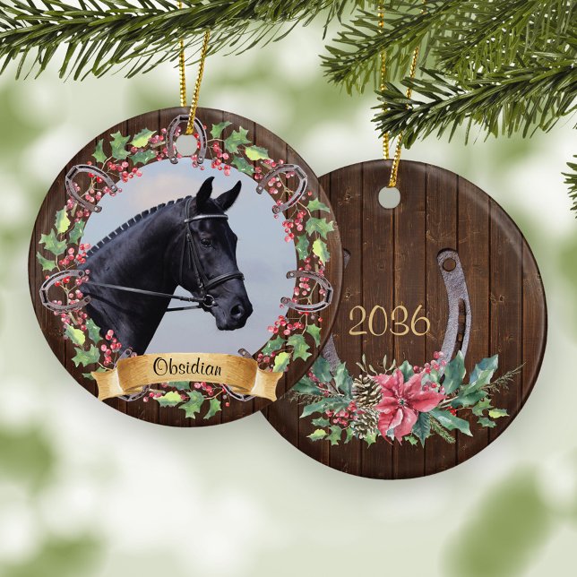 Ornamento De Cerâmica Foto de Cavalo Personalizado - Natal da Madeira Ru (Criador carregado)