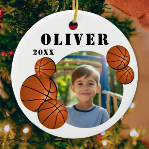 Ornamento De Cerâmica Foto de esportes de basquete personalizados