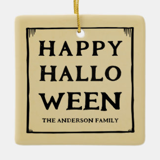 Ornamento De Cerâmica foto de estimação feliz do halloween