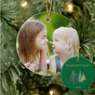 Ornamento De Cerâmica Foto de Família da Árvore de Natal Clássica Nomead