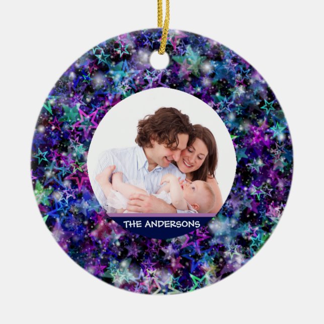 Ornamento De Cerâmica Foto de família feita sob encomenda (Frente)