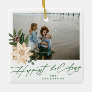 Ornamento De Cerâmica foto de feliz natal botânico moderno