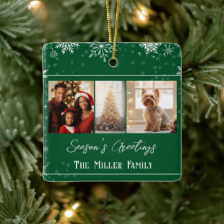 Ornamento De Cerâmica Foto de Feriado de Linha Verde Moderna