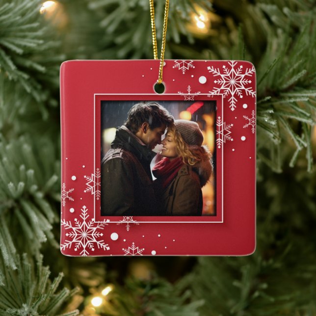 Ornamento De Cerâmica Foto de Flocos de Neve (Árvore)