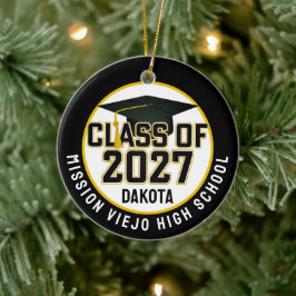 Ornamento De Cerâmica Foto de Formatura da Turma de 2027 Letterman