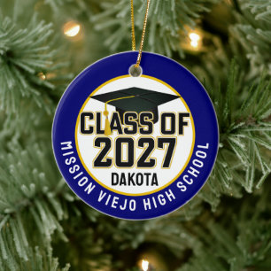 Ornamento De Cerâmica Foto de Formatura da Turma de 2027 Letterman