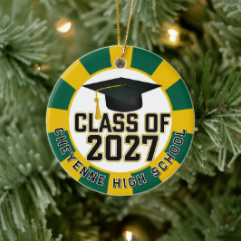 Ornamento De Cerâmica Foto de Formatura da Turma de 2027 Letterman