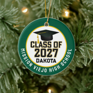 Ornamento De Cerâmica Foto de Formatura da Turma de 2027 Letterman