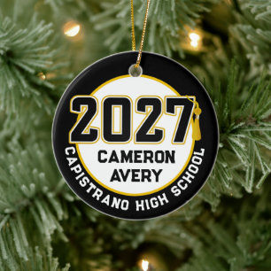 Ornamento De Cerâmica Foto de Formatura da Turma de 2027 Letterman