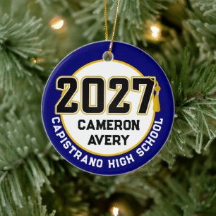 Ornamento De Cerâmica Foto de Formatura da Turma de 2027 Letterman
