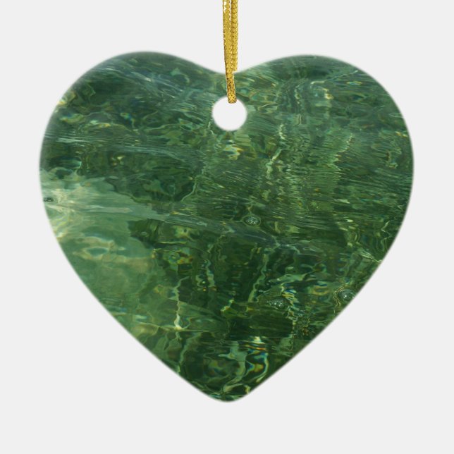 Ornamento De Cerâmica Foto de Grama II (Azul e Verde) (Frente)