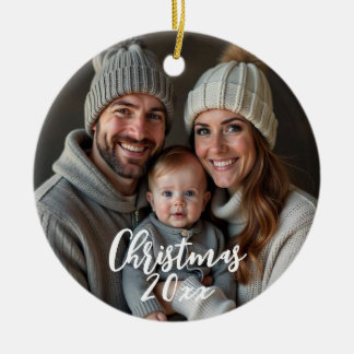 Ornamento De Cerâmica foto de inverno com floco de neve