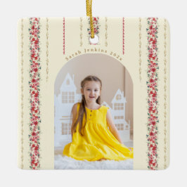 Ornamento De Cerâmica Foto de Keepsasaoket anual do Natal clássico