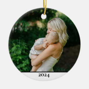 Ornamento De Cerâmica Foto de Mãe e Filho Um Momento para Recordar