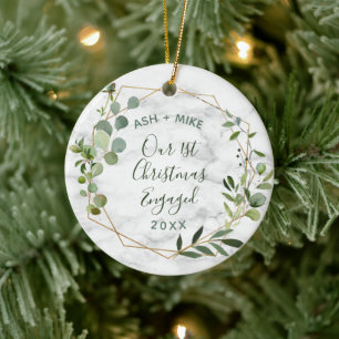 Ornamento De Cerâmica Foto de Marble Greenery, em primeira mão de Natal