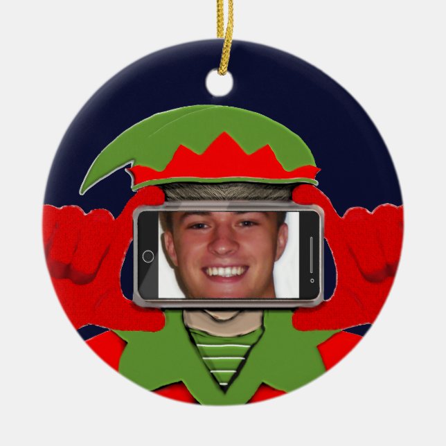 Ornamento De Cerâmica Foto de Natal (Frente)