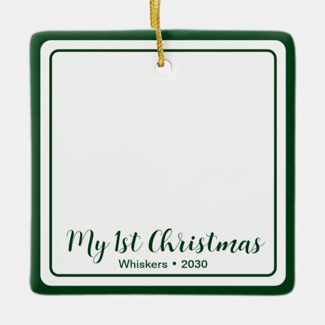 Ornamento De Cerâmica Foto de Natal 2 de 1rua de Kitten (Frente)