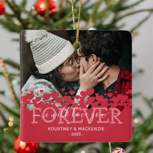 Ornamento De Cerâmica Foto de Natal Amor Eterno