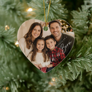 Ornamento De Cerâmica Foto de Natal - Criança Nasceu 