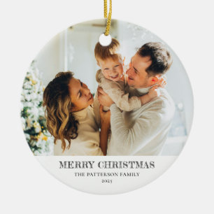 Ornamento De Cerâmica Foto de Natal da Família Moderna