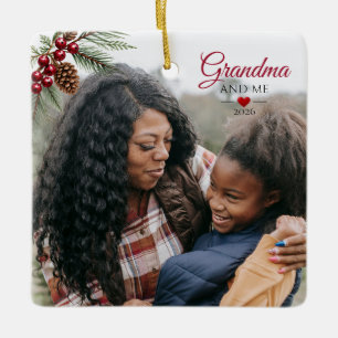 Ornamento De Cerâmica Foto de Natal da Vovó e Eu