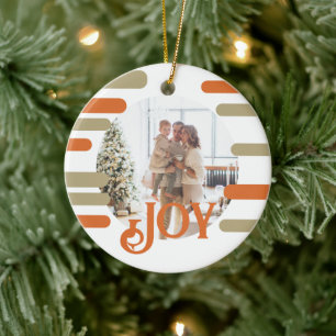 Ornamento De Cerâmica Foto de Natal de Bloco Moderno Personalizada